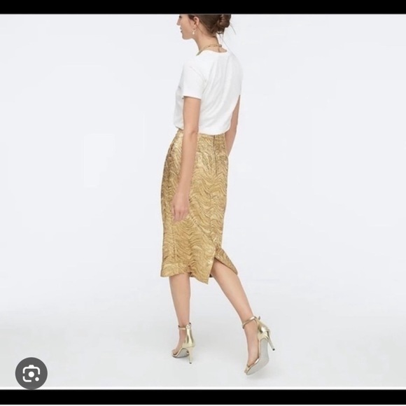 J. Crew Collection pencil skirt in metallic leaf jacquard sz 10T NWT - Picture 2 of 2